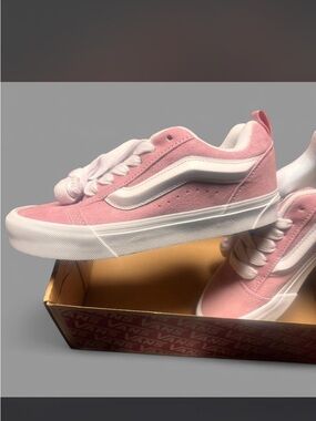 Vans Women's Old Skool Pink Suede Sneakers with White Stripe